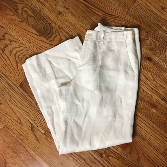 Ralph Lauren Sanderson Off White Linen Pants - Picture 1 of 12